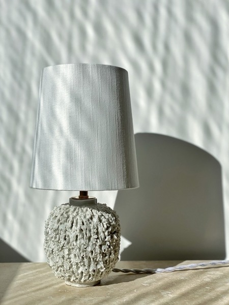 Gunnar Nylund Cream Colored Chamotte Table Lamp 1940s Vinterior