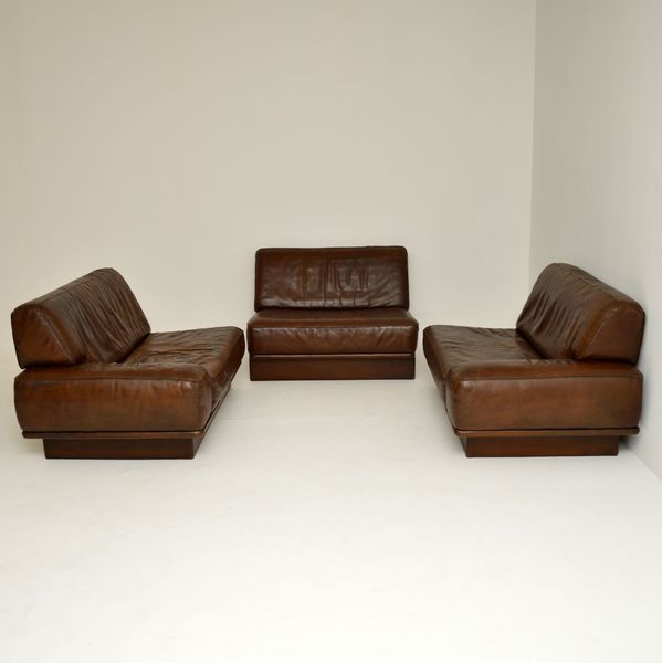 1960’s Vintage Leather Modular Sofa By De Sede Vinterior
