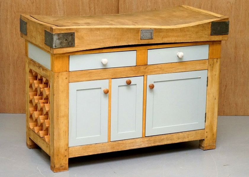 Vintage Rushbrooke S Albion Butchers Block Table Top On New Kitchen Cupboard Unknown Vinterior