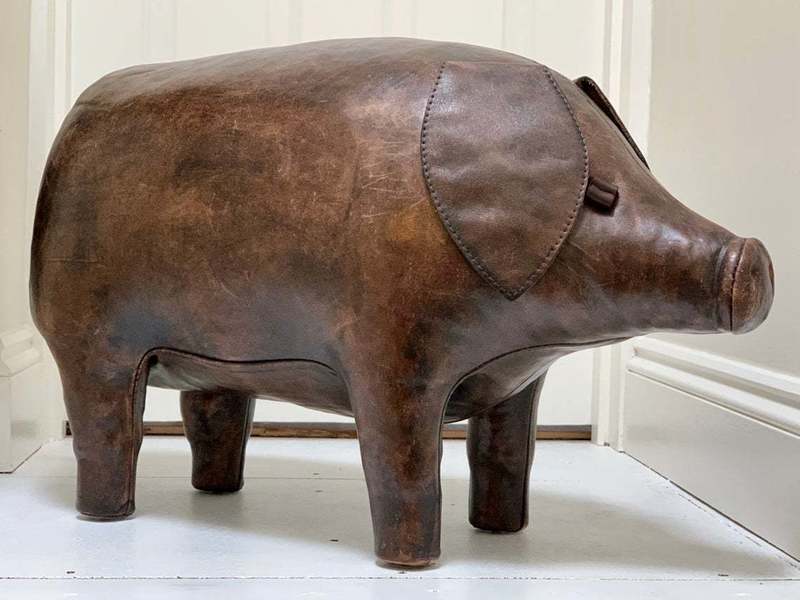 Orginal Vintage Dimitri Omersa Leather Pig Footstool For Liberty Of