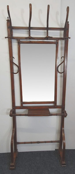 British Antique Brown Bentwood Storage Coat Rack Vinterior