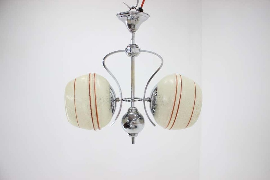 Chrome Plated Art Deco Chandelier,1930‘S.