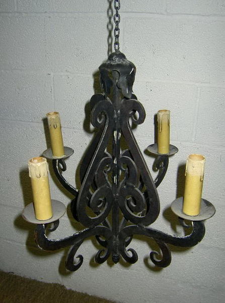 Old Small Wrought Iron Chandelier photo furniture