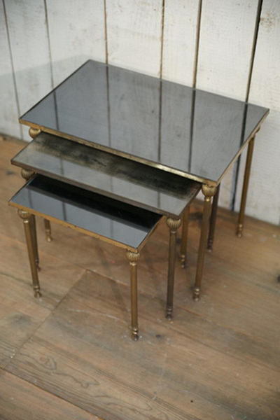 Brass And Mirror Nesting Tables