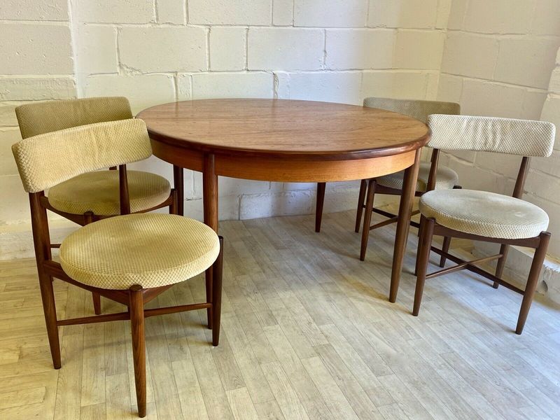 Vintage G Plan Fresco Round Extending Dining Table And 4 Chairs V B