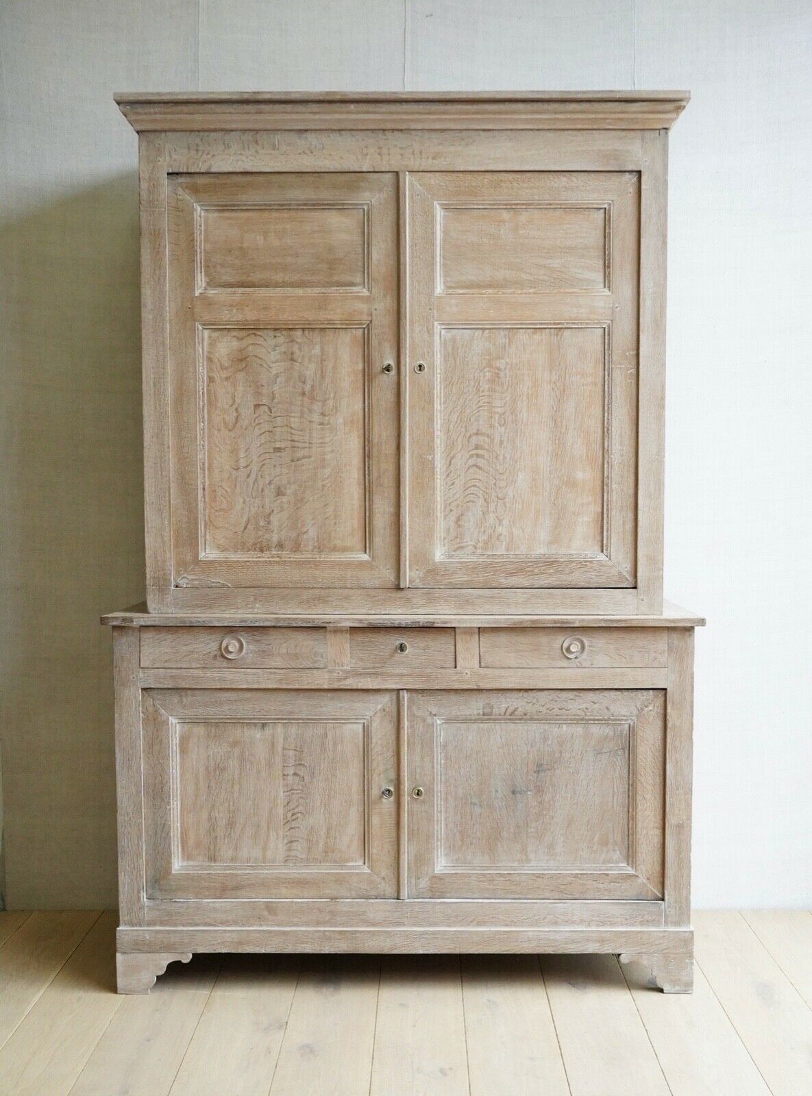 Vintage Antique Large Oak French Linen Press Cupboard Armoire