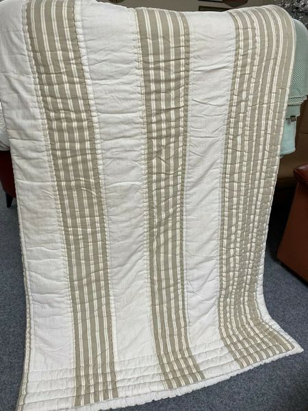 French Quilted Cotton Throw Bedspread Blanc D Ivoire In Sage Green On Cream King Vinterior