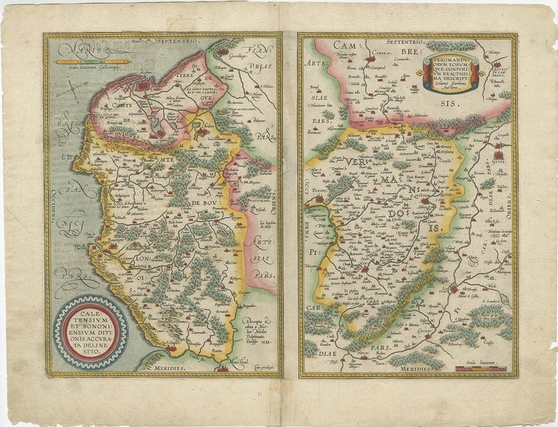 Antique Map Of The Region Of Boulogne And Péronne (C.1590)