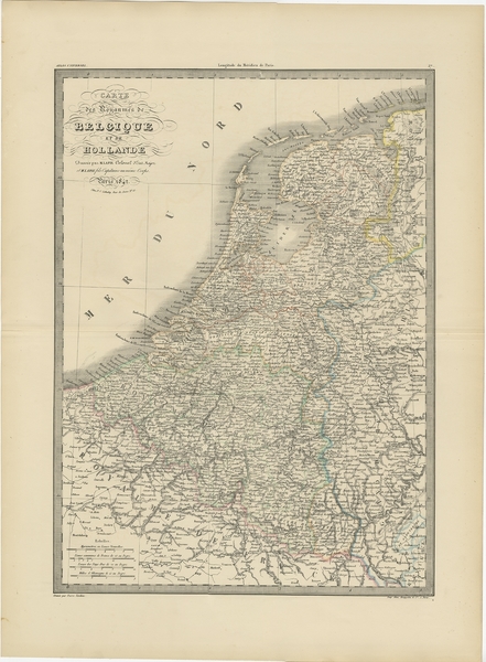 Antique Map Of The Netherlands And Belgium By Lapie (1842)
