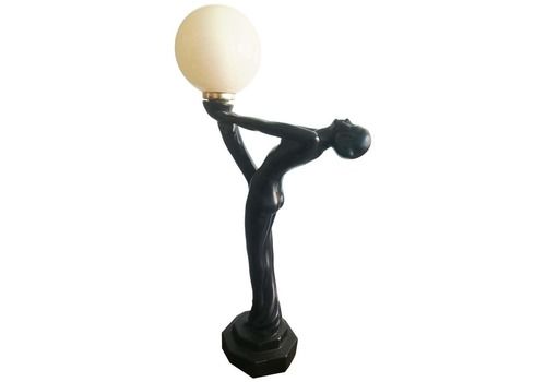 Art Deco Table Lamp In Porcelain And Opaline Balloon