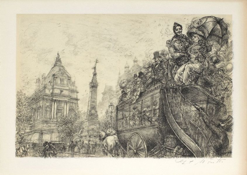 Moretti Lucien Philippe Lithograph To Illustrate Brel 08 Bruxelles