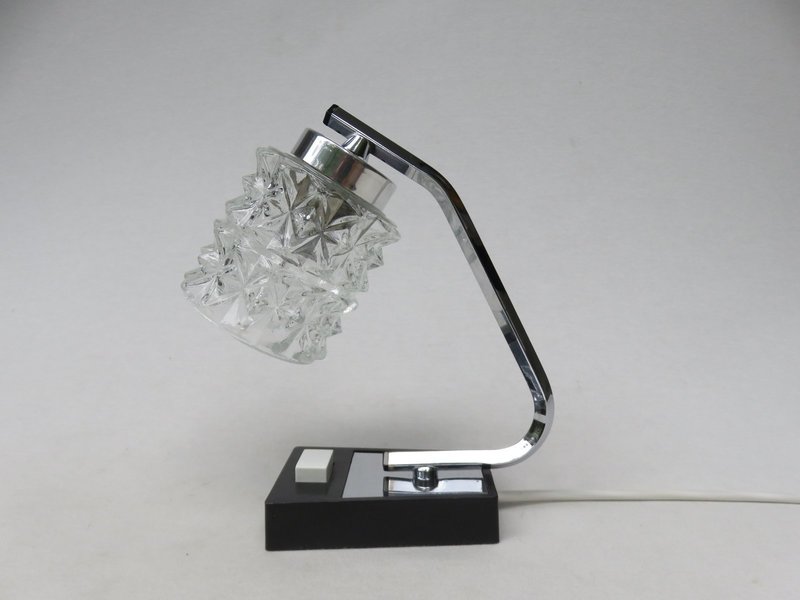 Chrome Plated And Clear Bubble Glass Table Lamps From Richard Essig, 1960s, Set Of 2 photo furniture