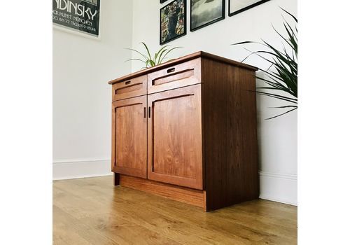 Teak Mid Century Compact Sideboard Record Cabinet Danish Style
