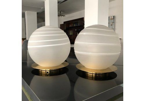 Brass And Murano Glass Table Lamps By Angelo Brotto For Esperia, 1970s, Set Of 2