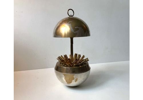 World Globe Cigarette Dispenser In Brass And White Metal, Germany, 1950s