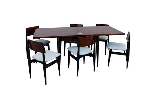 Mid Century Dining Room Sets Teak Wood Brass Italian Design Extendable Table