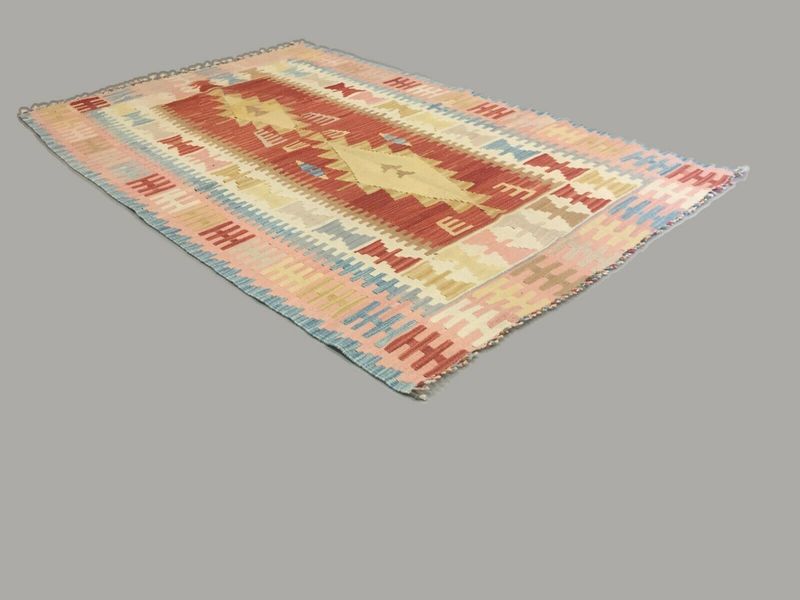 Turkish Kilim 170x110 Cm Tribal Kelim Rug Pink Yellow Red Medium Vinterior