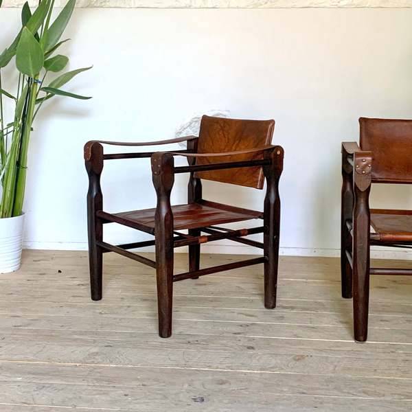Scandinavian Safari Chair In Vintage Leather Unknown Vinterior
