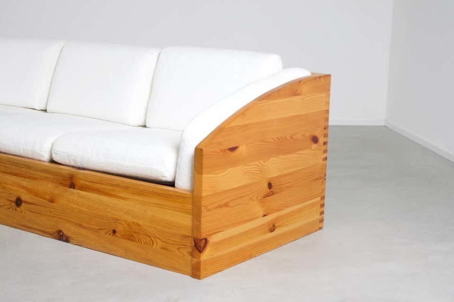 Large Sofa By Ate Van Apeldoorn In Solid Pine, Netherlands, 1970s photo for sale