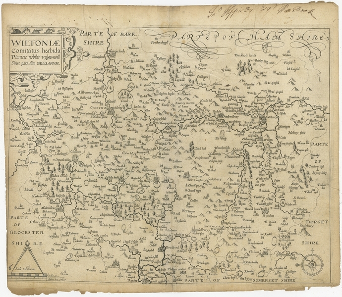 Antique Map Of Wiltshire By Camden (C.1637)