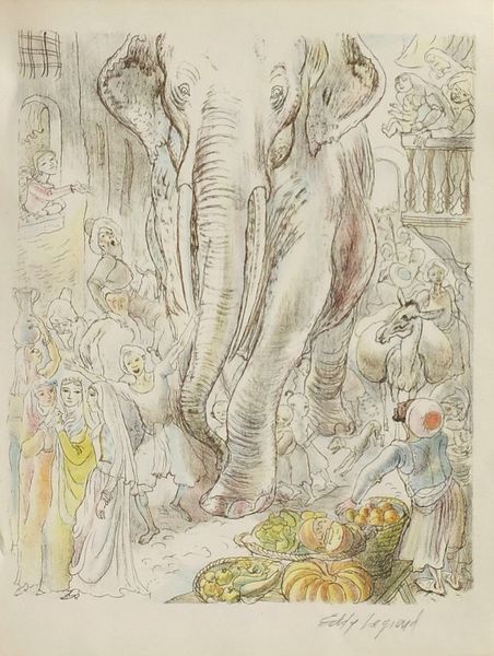 Legrand Eddy Photolithography An Elephant In The Bazaar   Orientalist Image