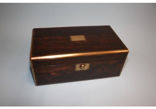 19th Century Coromandel Writing Slope Bound In Brass With Secret Drawers