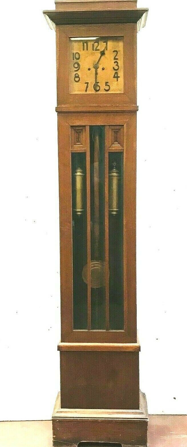 Art Deco Grandfather Clock In Oak And Oak Veneer Striking Movement
