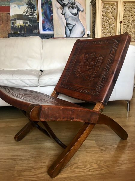A Peruvian Vintage Leather Tooled Folding Chair Two Available Unknown Vinterior Shop folding chairs at chairish, the design lover's marketplace for the best vintage and used furniture, decor and art.