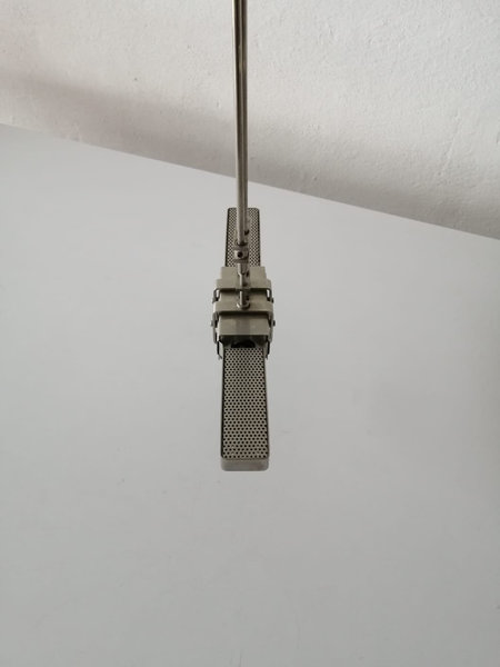Relco Industrial Style Double Socket Linear Suspension Lamp, 1970s Milano Italy photo for sale