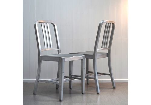 Pair Of Vintage Emeco Navy Chairs   Mid Century Modernist Aluminium Utility Furniture