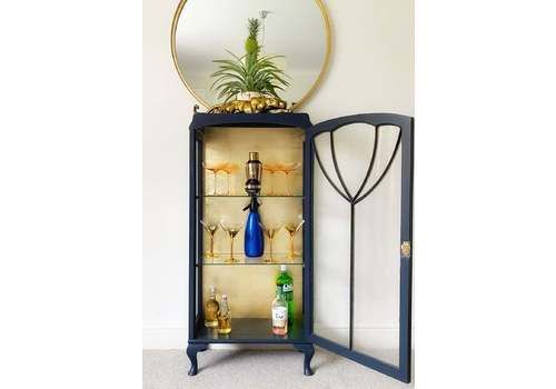 Navy And Gold Art Deco Drinks Cabinet