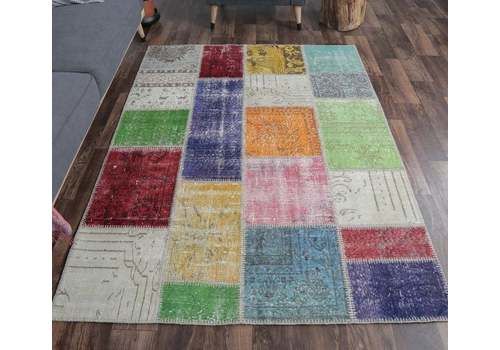 Patchwork Turkish Vintage Rug, Oushak Handmade Wool Rug, Custom Office Living Room Rugs, Farmhouse Decor, One Of A Kind, Anatolia