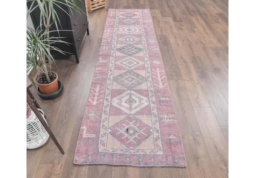 3x11 Purple Turkish Vintage Runner, Oushak Handmade Wool Rug, Tribal Hallway Rugs, Farmhouse Decor, One Of A Kind, Folk Art, Anatolian
