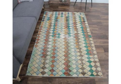 4x6 Vintage Turkish Rug, Oushak Handmade Wool Check Rug, Retro, Colorful Small Room Rugs, Farmhouse Decor One Of A Kind Anatolia