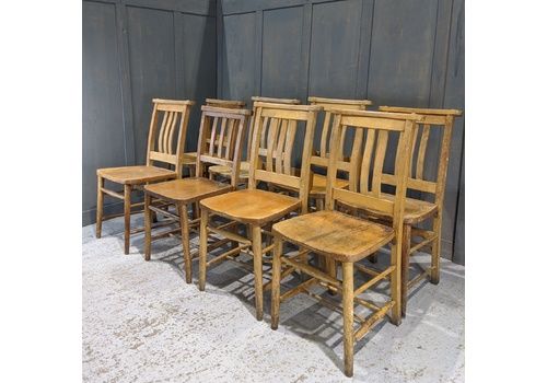 Harlequin Set Of 8 Pale Beech Slatback Church Chapel Chairs ‘M’