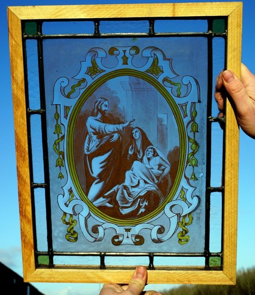 A Good Unusual Religious Painted Window