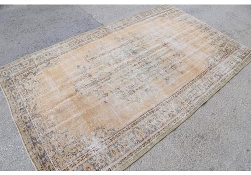 5x9 Turkish Vintage Large Rug, Distressed Pale Beige Soft Colors Authentic Rug, %100 Wool Handmade Living Room Persian Rug.