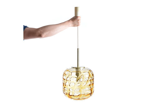 Midcentury Golden Glass Ceiling Light By Doria, Germany, 1960s