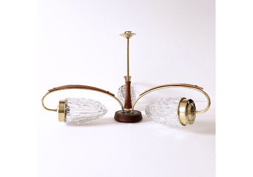 60s Atomic Teak And Glass Chandelier