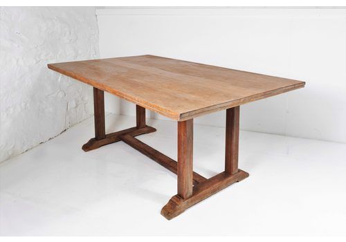 Large Oak Refectory Dining Table   8 Person   Solid Oak Table   1920s British Made