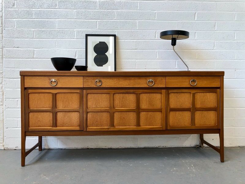 Vintage Nathan Squares Teak Sideboard. Circles. Danish Retro G Plan