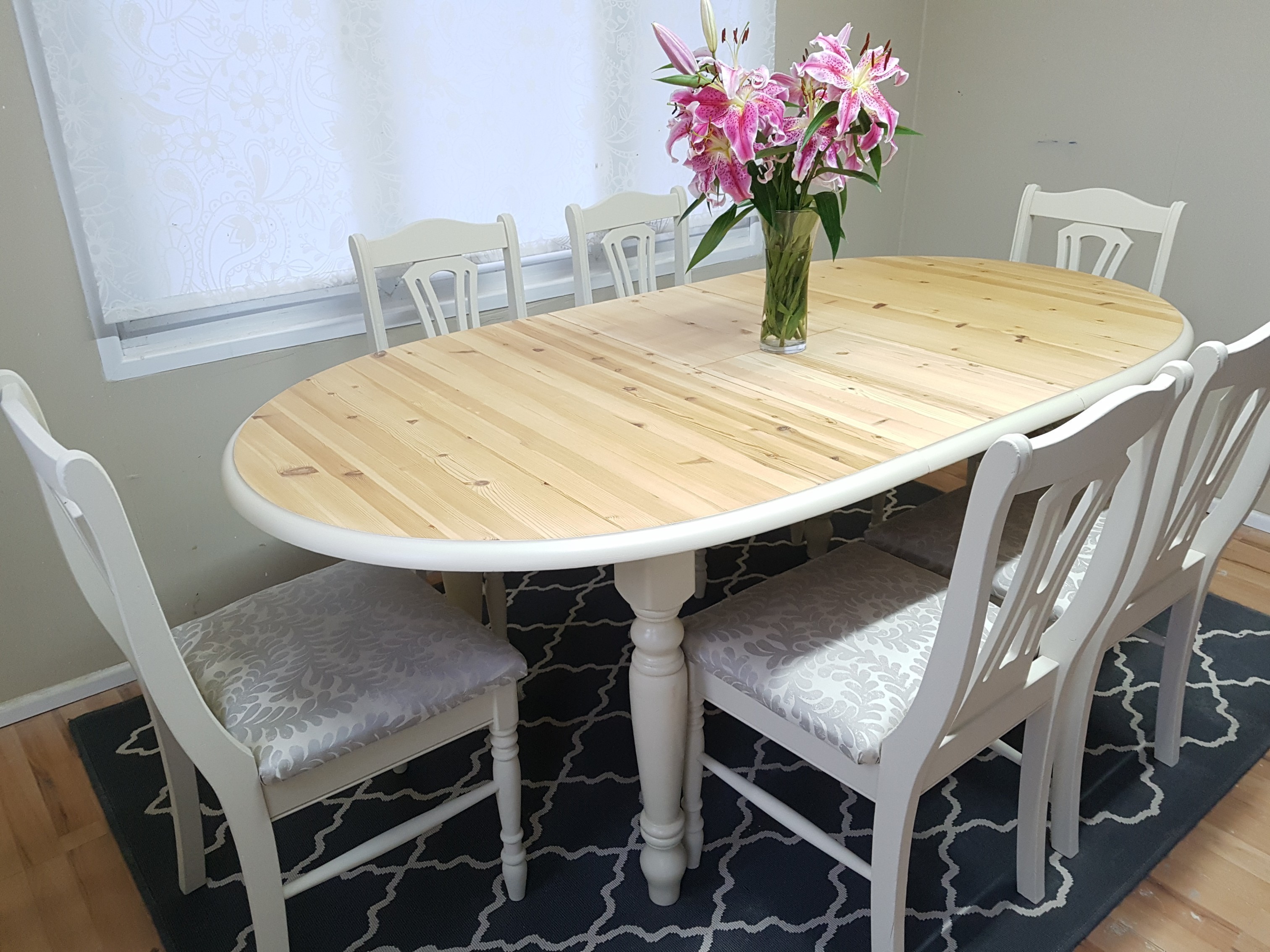 Solid Pine Extending Dining Table 6 Chairs