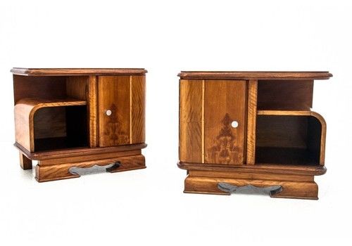 A Set Of Art Deco Bedside Tables, Poland, 1950s. After Renovation
