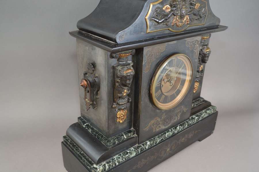 Exeptionally Large Victorian Bronze Mounted Slate And Marble Mantel Cl photo furniture
