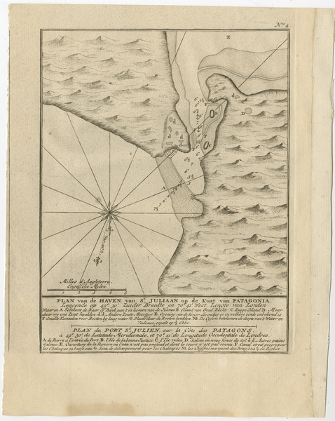 Antique Map Of Puerto San Julian By Anson (1749)