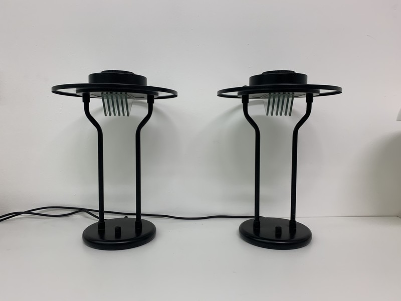 Set Of 2 Minimalist Table Lamps, 1980s