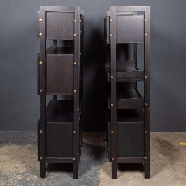20th Century Italian Ebonised Etageres With Open Back & Storage C1970 photo for sale