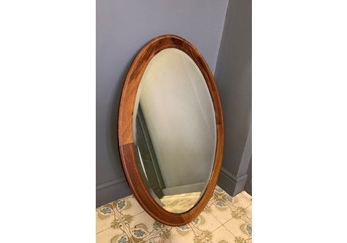 Antique Wooden Framed Oval Mirror