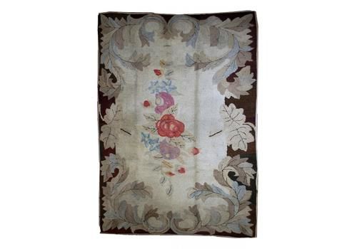 Antique Handmade American Hooked Rug, 1880s