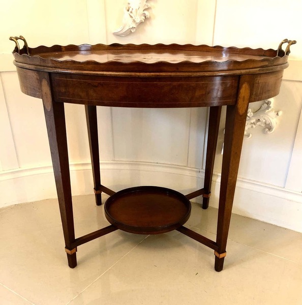 Antique Edwardian Inlaid Mahogany Tray Table